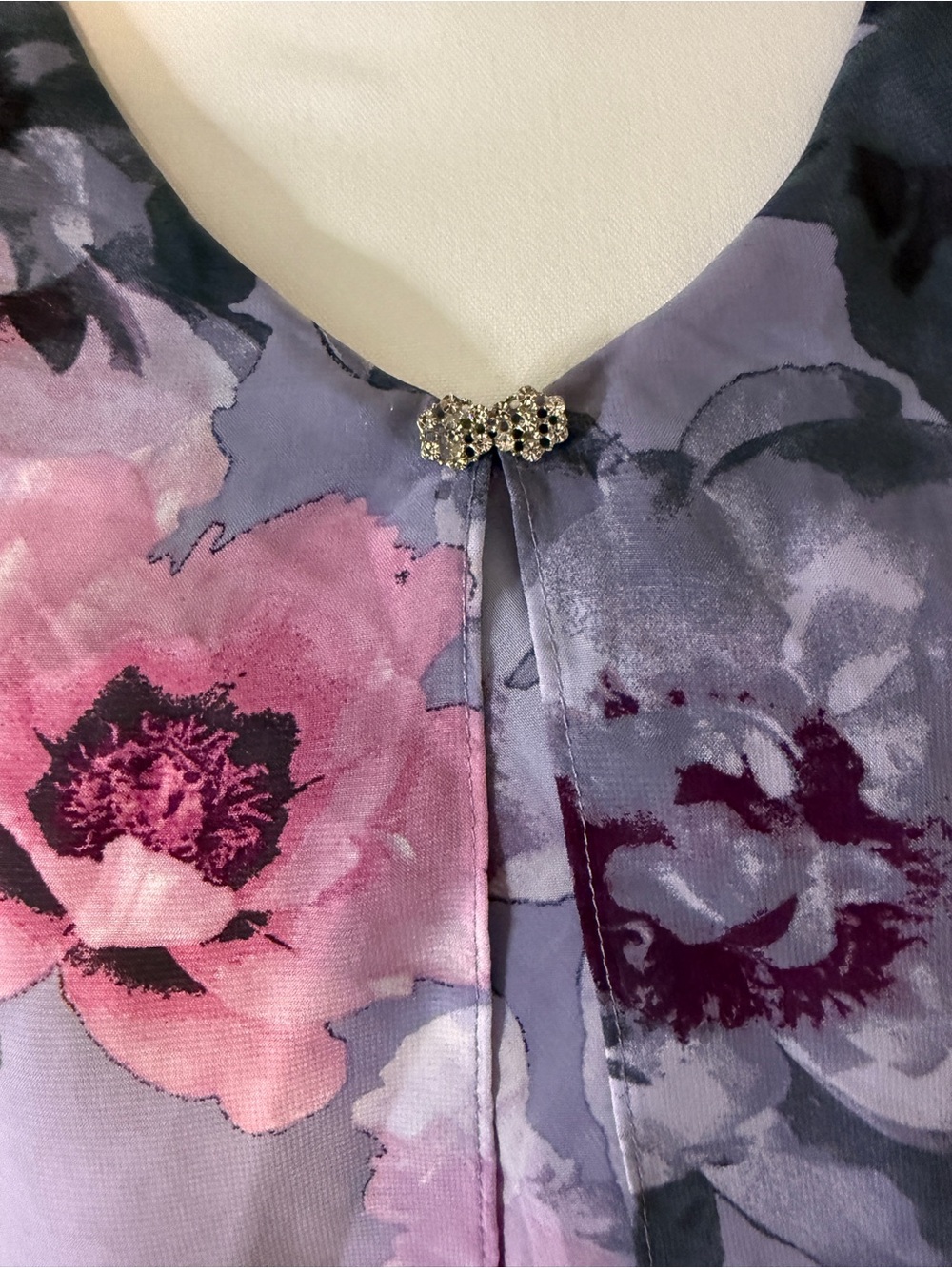 SLNY Floral Chiffon Tiered Dress Size 10 Lavender Pink - Picture 3 of 11